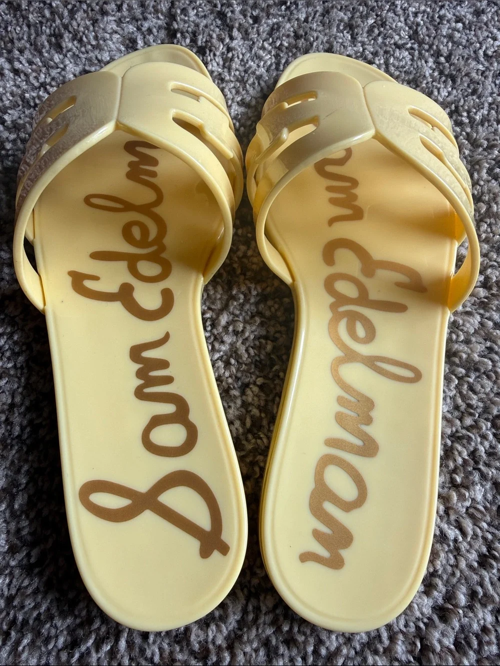Sam Edelman Bay Jelly Sandals Slides Yellow Citron Size 9